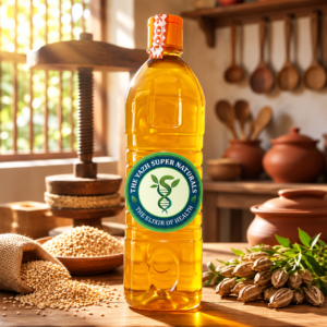 golden oil in a rustic kitchen