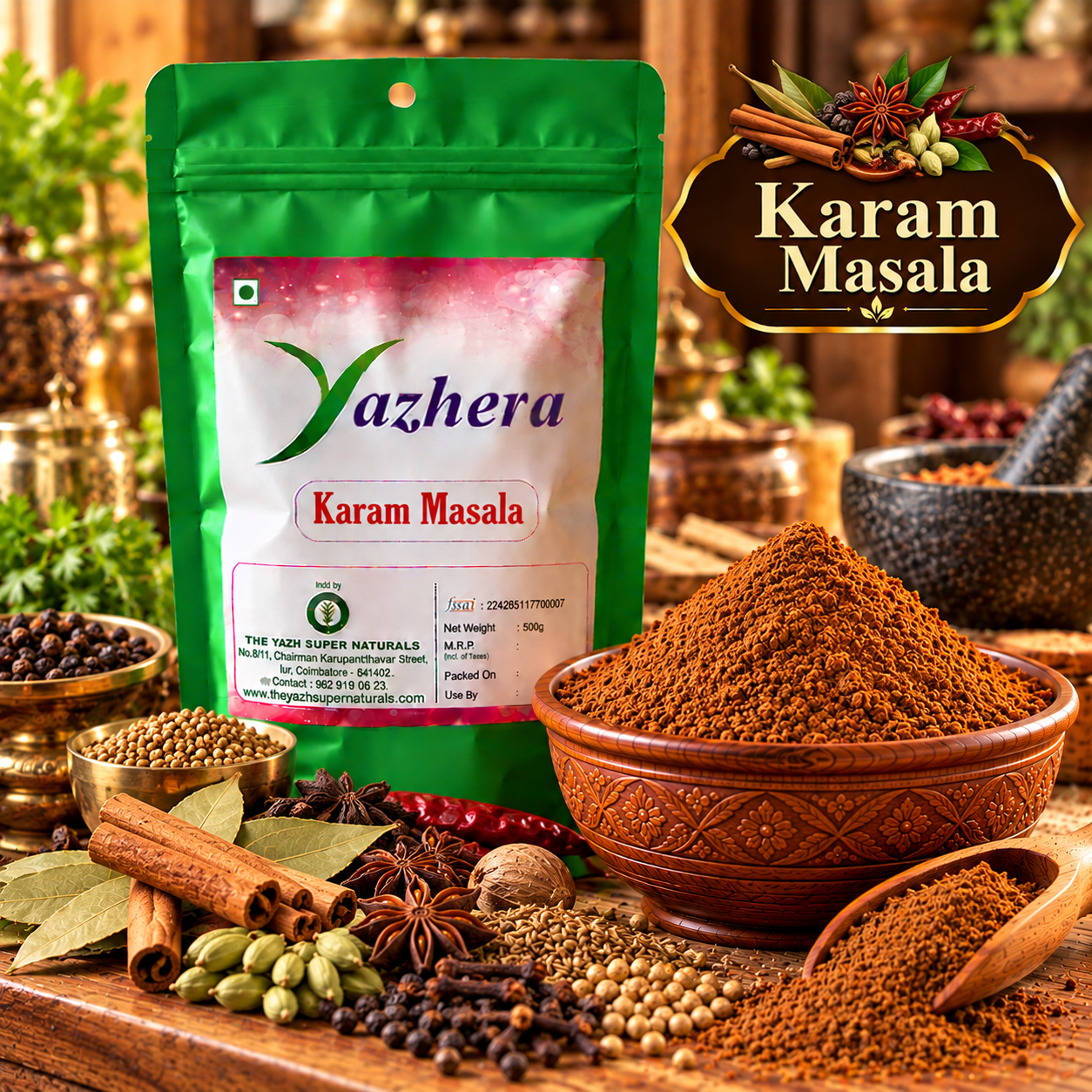 karam masala rustic spice still life Premium Karam Masala powder – aromatic Indian spice blend for flavorful cooking