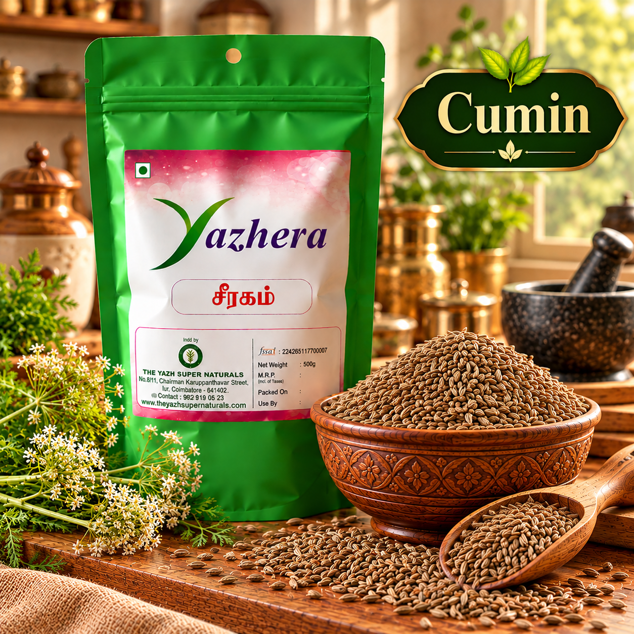 premium cumin spice packaging scene Premium cumin seeds – aromatic whole jeera for Indian cooking and traditional recipes