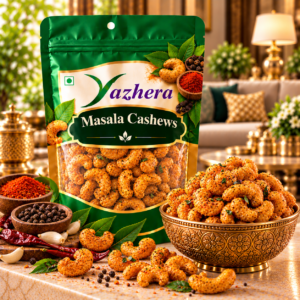 Premium Masala Cashews – crunchy cashew nuts coated with flavorful Indian masala seasoning