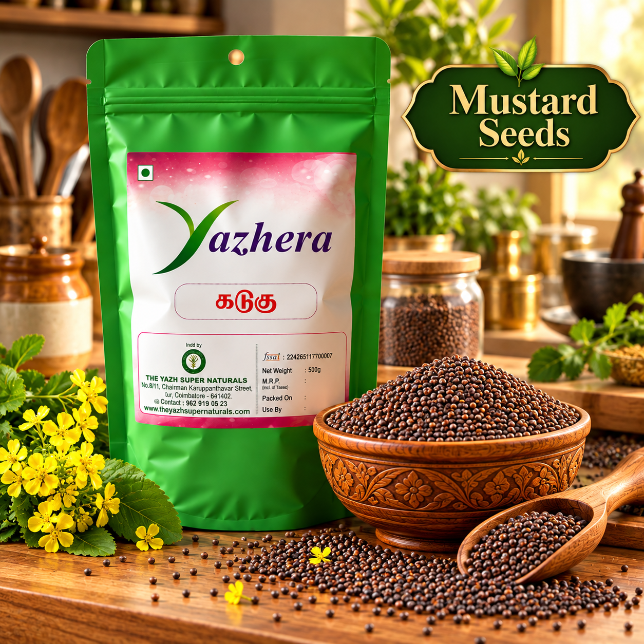 yazhera mustard seeds kitchen advertisement Premium mustard seeds – whole yellow and black mustard seeds for Indian cooking